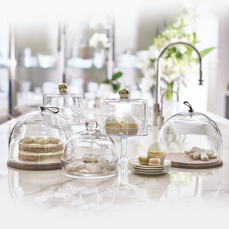 SB Glass Dessert Trays + Cloche - Set of 6
