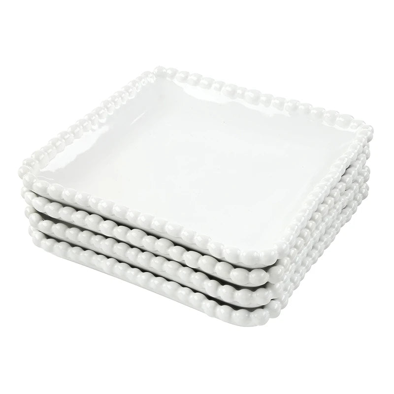 SB Ceramic Beaded Appetizer Plate 6" - Set of 4