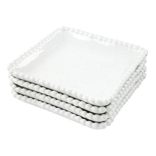 SB Ceramic Beaded Appetizer Plate 6" - Set of 4