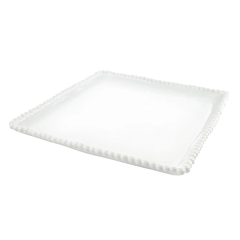 SB Ceramic Beaded Square Platter 10"